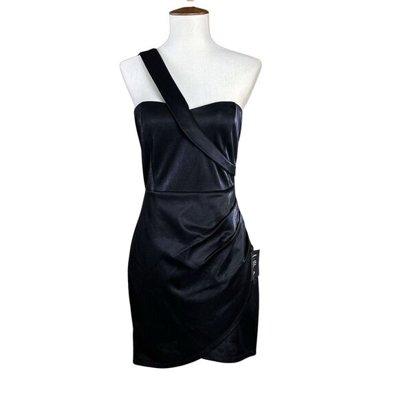 Lulus Women's Dress Sz M New Little Black Mini One Shoulder Night‎ Out Cocktail - Picture 1 of 11